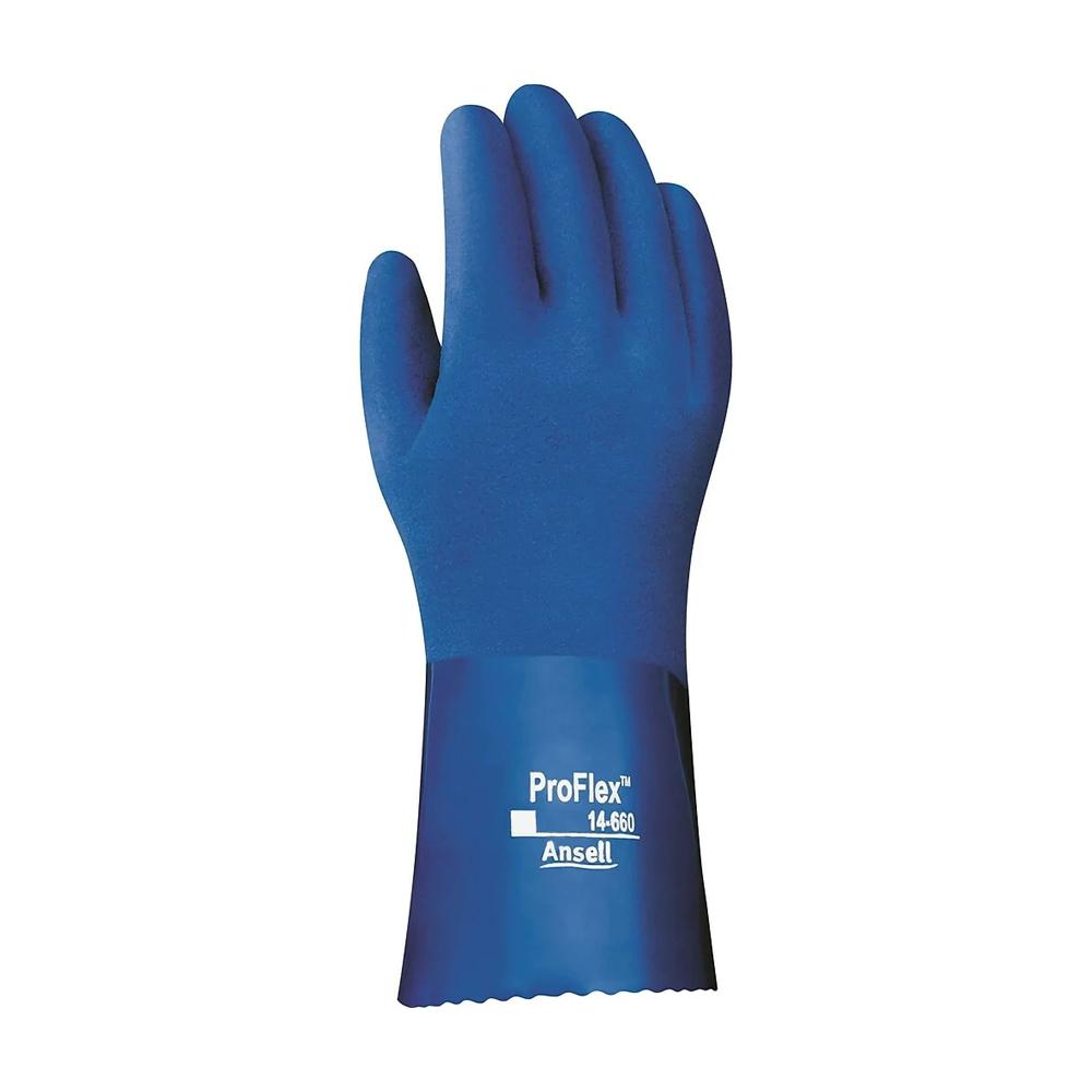 Glove PVC Snorkel Blue 12&#34; w/ Jersey Lining Sz: 8