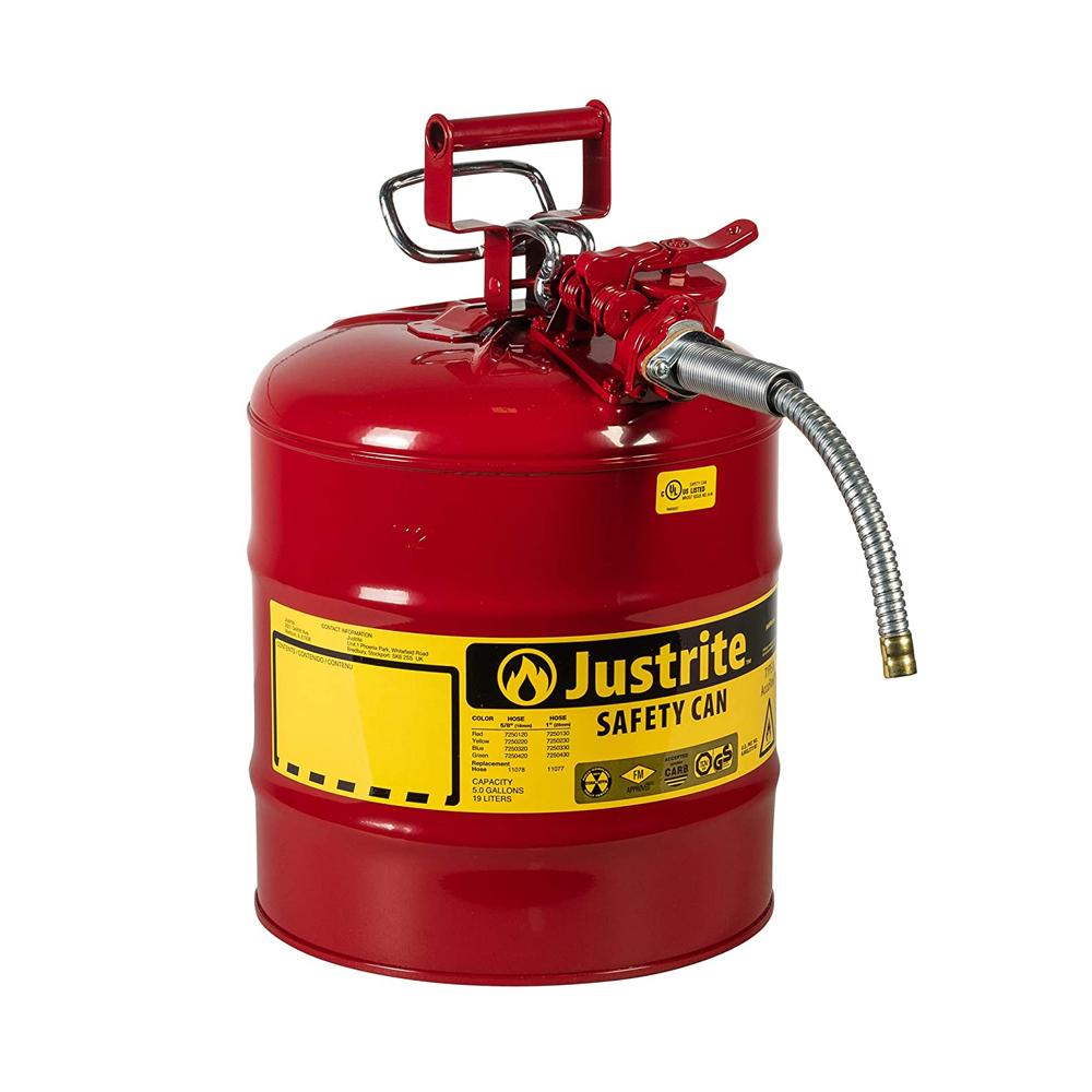 Jerry Can Metal 5Gal Red Type II With 5/8&#34; Hose