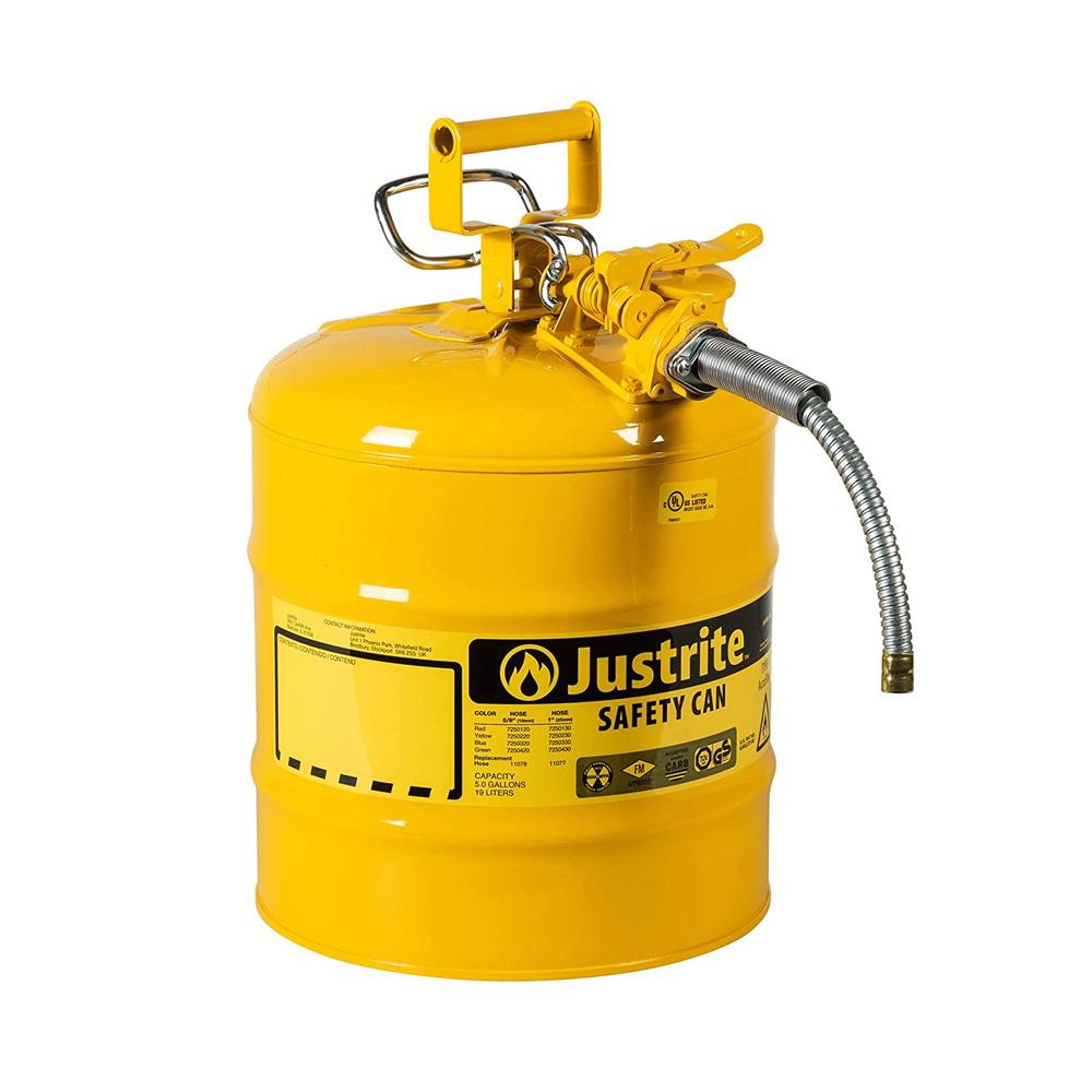 Jerry Can Metal 5Gal Yellow Type II With 5/8&#34; Hose Diesel