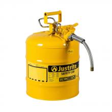 Justrite JUS7250220 - Jerry Can Metal 5Gal Yellow Type II With 5/8" Hose Diesel