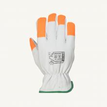Superior Glove SPR378GTXOT-L - Glove Drivers Goatskin Hi-Viz Fingers CLA5 w/ Padded Grip Palm Sz: L
