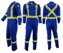 Atlas Workwear ATW1072RB-32R - Coverall 8oz Flame Resistant Royal Blue with Reflective Stripes 32R