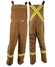 Atlas Workwear ATW3072BD-SR - Bib Overall 8oz Flame Resistant Brown Duck with Reflective Stripes Sz: Small Regular