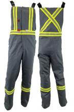 Atlas Workwear ATW3072GR-SR - Bib Overall 8oz Flame Resistant Gray with Reflective Stripes Sz: Small Regular
