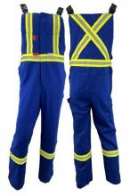 Atlas Workwear ATW3072RB-SR - Bib Overall 8oz Flame Resistant Royal Blue with Reflective Stripes Sz: Small Regular
