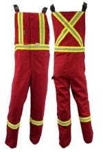 Atlas Workwear ATW3072RD-SR - Bib Overall 8oz Flame Resistant Red with Reflective Stripes Sz: Small Regular
