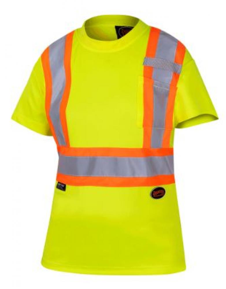 Women&#39;s T-Shirt, Hi-Viz Yellow/Green with Reflective Stripes  Sz: 2XL