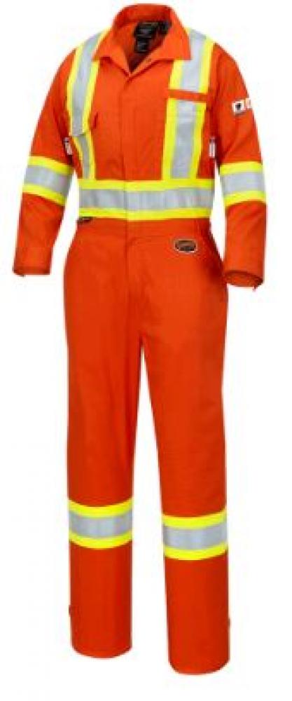 Coverall 7oz Women&#39;s Flame Resistant Orange with Reflective Stripes Sz: 2XL