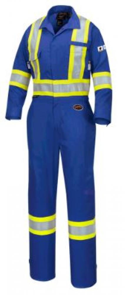 Coverall 7oz Women&#39;s Flame Resistant Royal Blue with Reflective Stripes Sz: XS