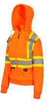 Pioneer PIO6924W-2XL - Fleece Hoodie Full Zip, Women's Orange with 4" Reflective Stripes Sz: 2XL