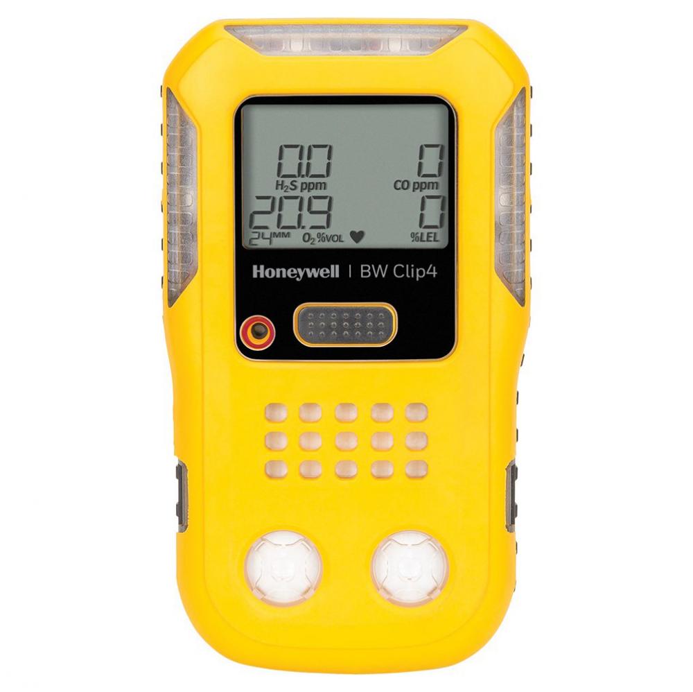 BW Clip4 4-Gas Detector (O2, LEL, H2S, CO), North American version - Yellow Housing