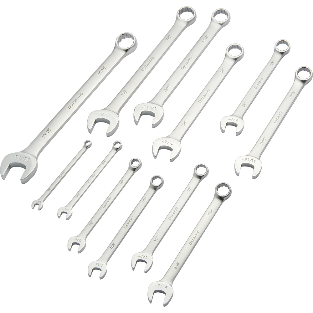 12 Piece SAE Combination Wrench Set, Contractor Series, Satin Finish, 1/4&#34; - 15/16&#34;