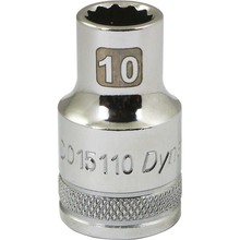 Gray Tools D015110 - 1/2" Drive 12 Point Metric, 10mm Standard Length, Chrome Finish Socket