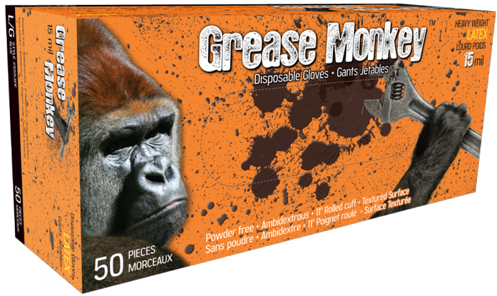 Disposable Glove &#39;Grease Monkey&#39; 15Mil Latex Powder Free Sz: L