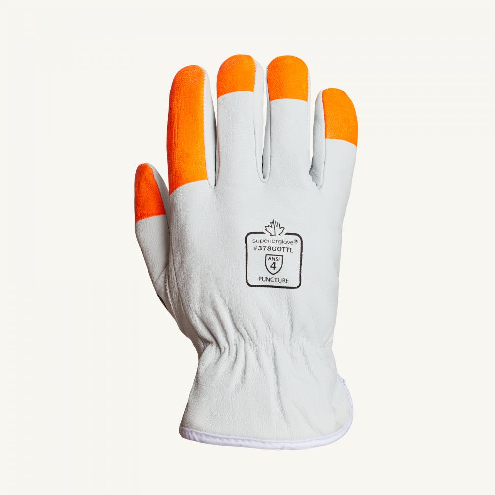 Glove Drivers Goatskin Thinsulate Lined, Hi-Viz Fingers Sz: L