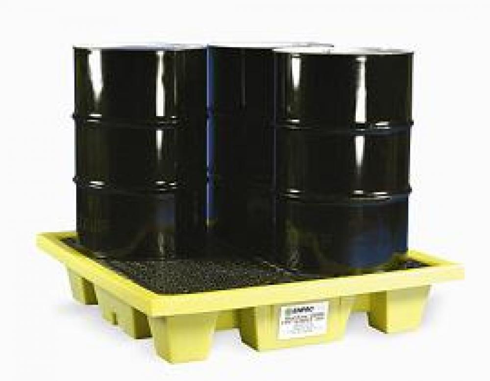 Spill Containment Pallet With Drain (4 DRUM) 54&#34; X 54&#34; X 12&#34;