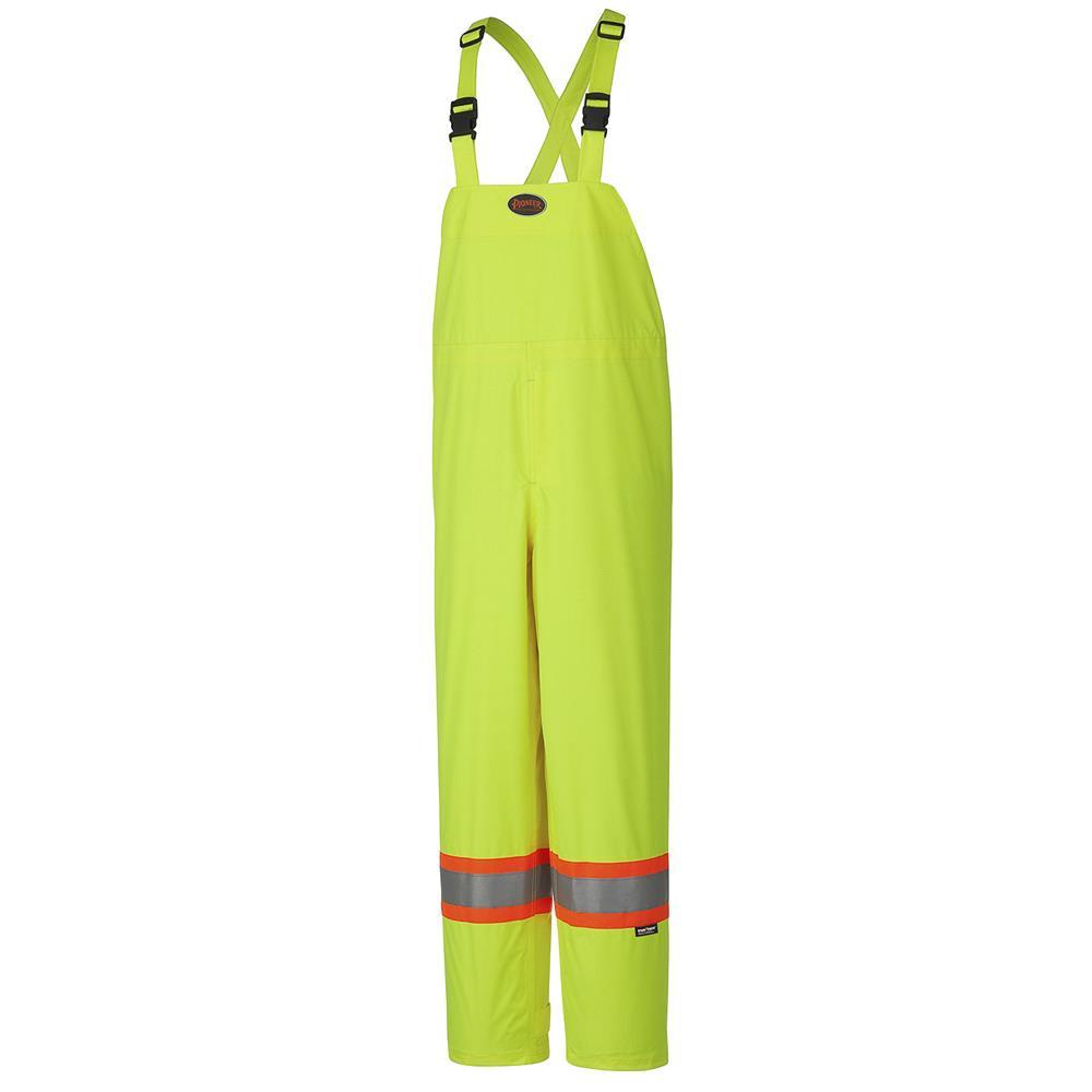 Waterproof Bib Pants Hi-Viz Yellow/Green with Reflective Stripes; Sz: 2XL