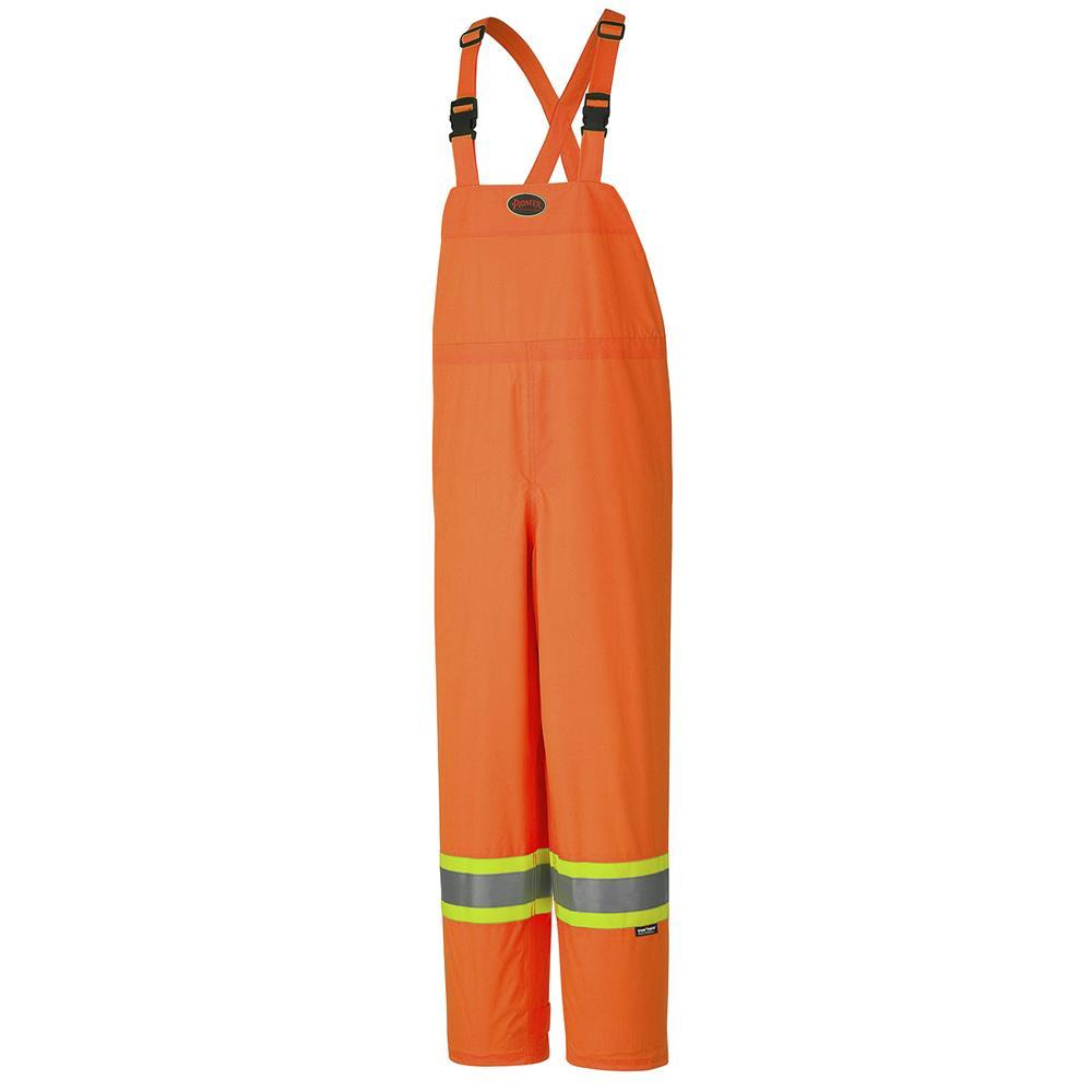 Waterproof Bib Pants Hi-Viz Orange with Reflective Stripes; Sz: 2XL