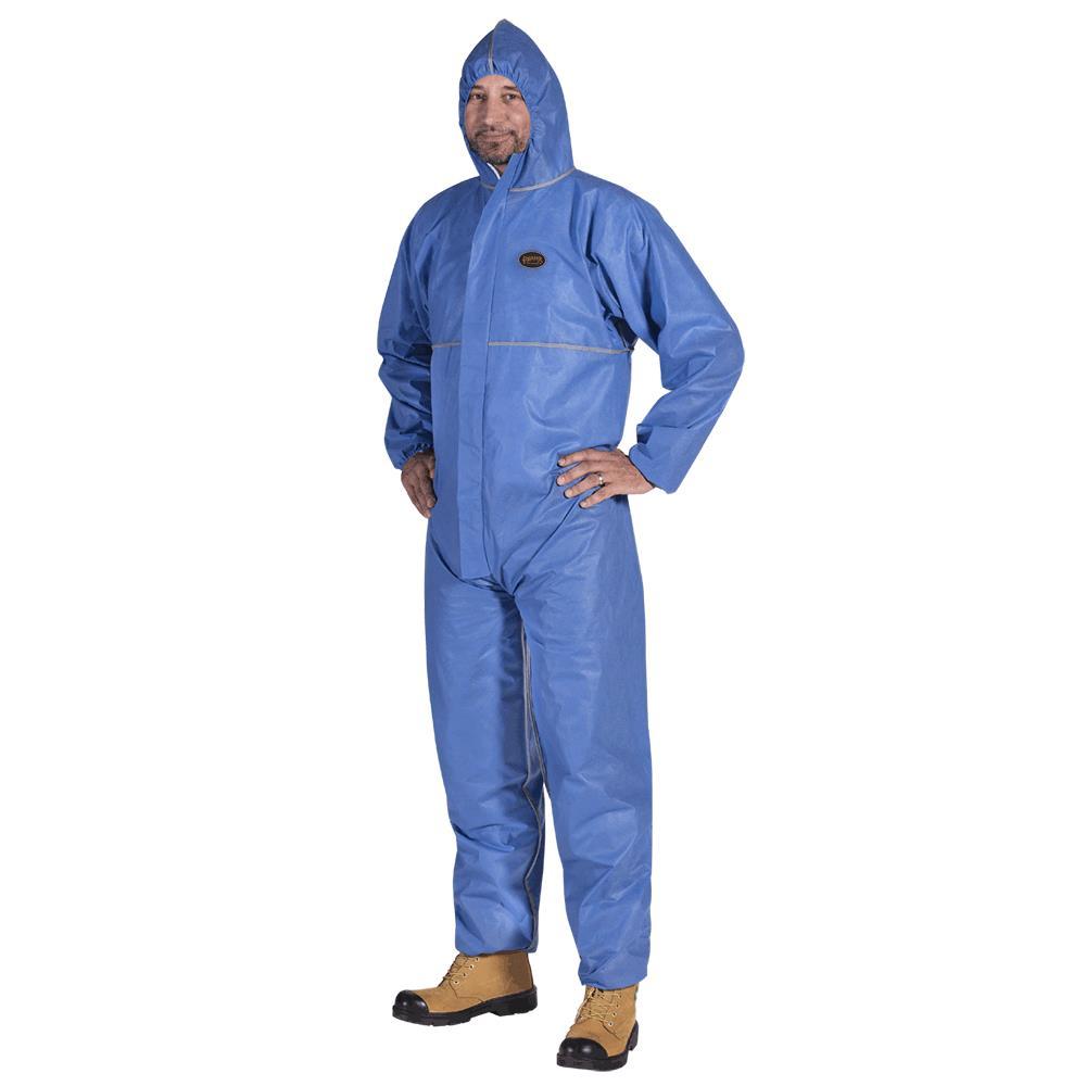 Disposable Coverall Blue SMS FR & Chem Resistant with Hood; Sz: 2XL