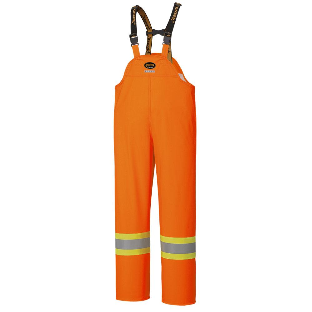 Waterproof Bib Pants Hi-Viz Orange, FR, Chem Resistant, Windproof; Sz: 2XL