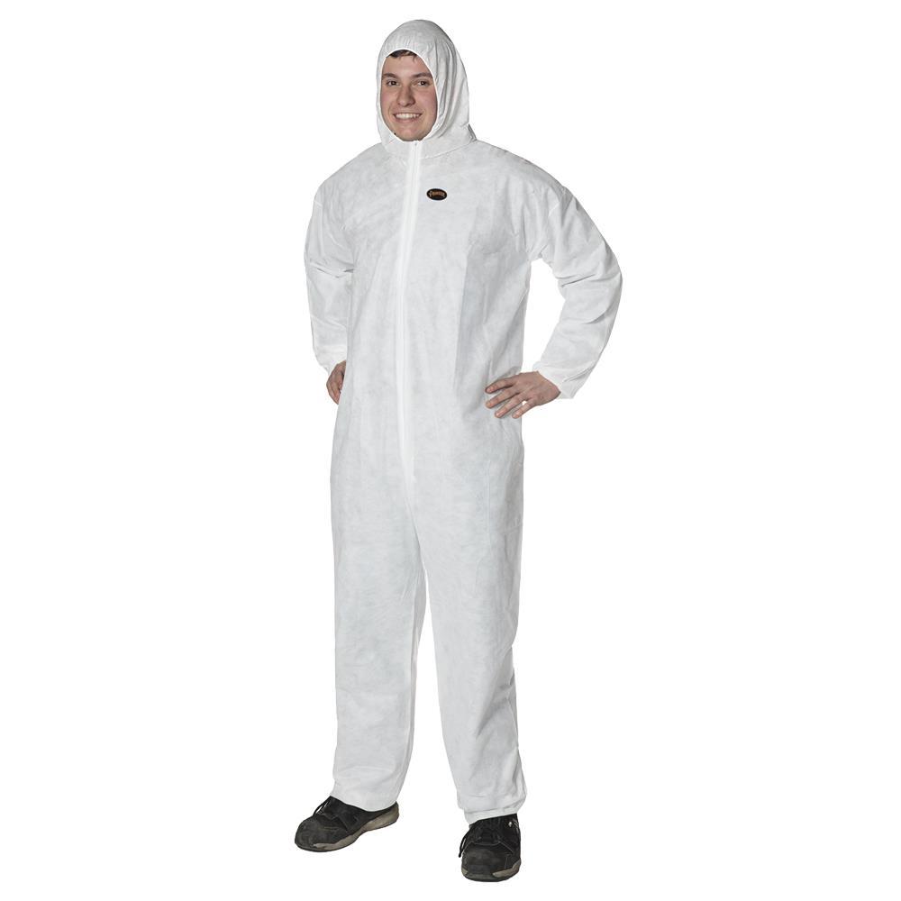 Disposable Coverall SMS Basic White with Hood Sz: 2XL