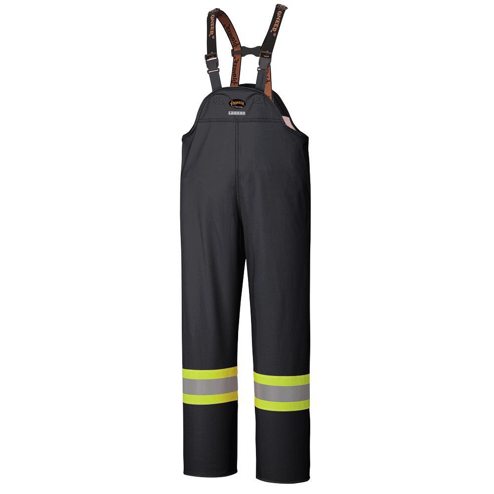 Waterproof Bib Pants Hi-Viz Black, FR, Chem Resistant, Windproof; Sz: 2XL