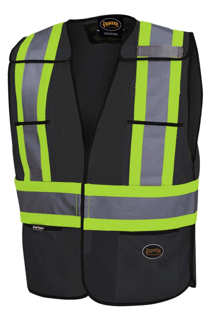 Traffic Vest - Mesh - Hi-Viz Black Tear Away, 4 Pocket; One Size