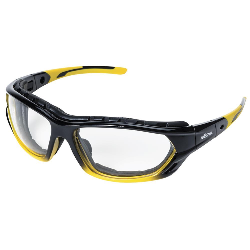 Sealed Safety Glasses, Clear Lens with Arms and Adjustable Strap