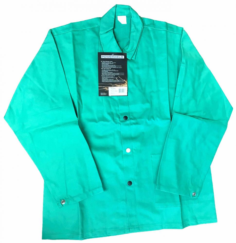 Welding Jacket 9oz FR Cotton, Green; Sz: L