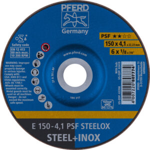PFERD Grinding Wheel, 6" x 1/8 x 7/8, PSF STEELOX, T27, Aluminum oxide