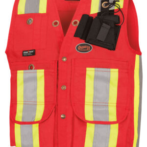 Vest Surveyor Red w/Ref-Stripes 12 Pocket; Sz: L
