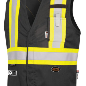 Vest Safety F/R Black 7oz w/Ref-Stripes C1 L2; Sz: M