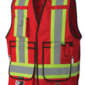 Vest Surveyor F/R Red 7oz w/Ref-Stripes C1 L2; Sz: L